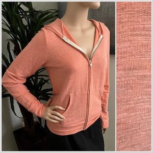 Monrow Orange Zip-Up Hoodie Sweatshirt